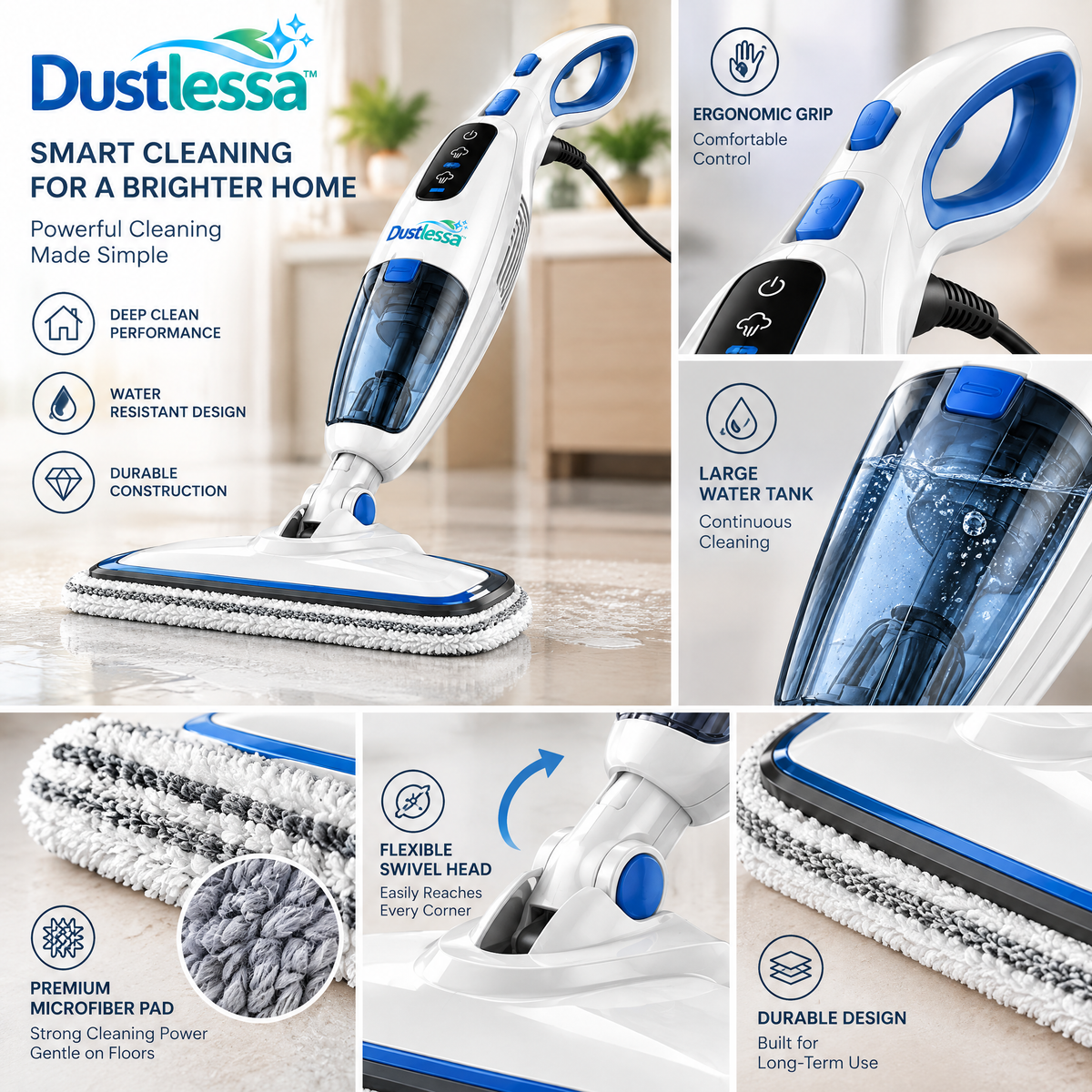 Dustlessa™ High-Pressure Handheld Steam Mop