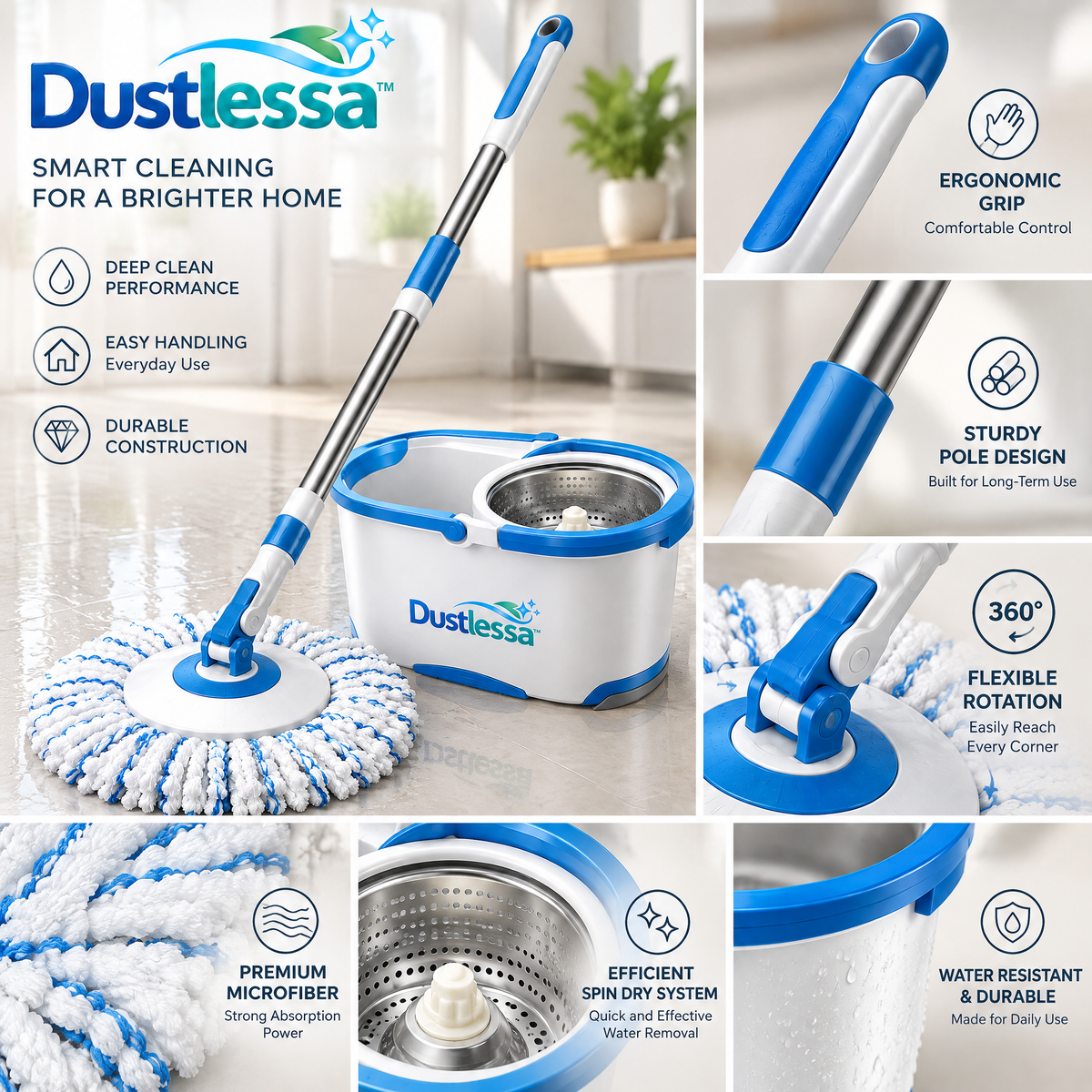 Dustlessa™ Spin Dry Mop
